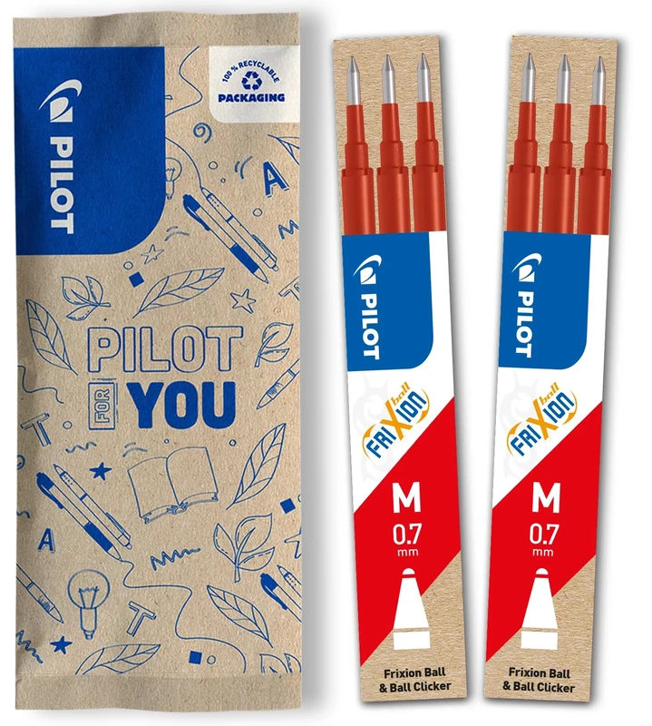 PILOT - Pack of 2 sets of 3 Refills 0,7 - Erasable ink for Frixion - Medium - Red