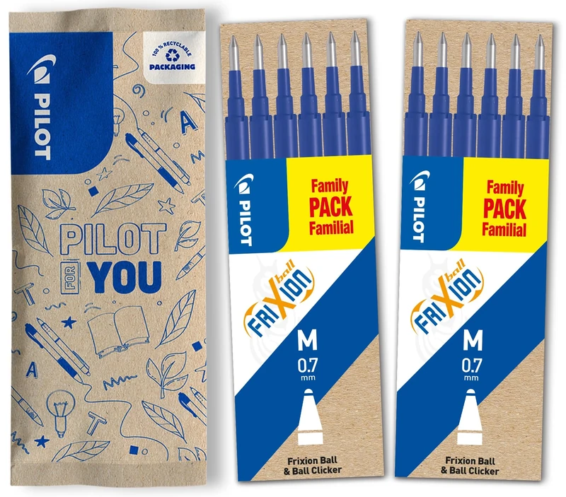 PILOT - Pack of 2 sets of 6 Refills 0,7 - Erasable ink for Frixion - Medium - blue