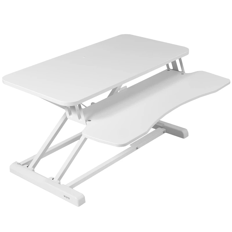 VIVO 81 cm Desk Converter, K Series, Height Adjustable Sit to Stand Riser, Dual Monitor and Laptop Workstation with Wide Keyboard Tray, White, DESK-V000KW