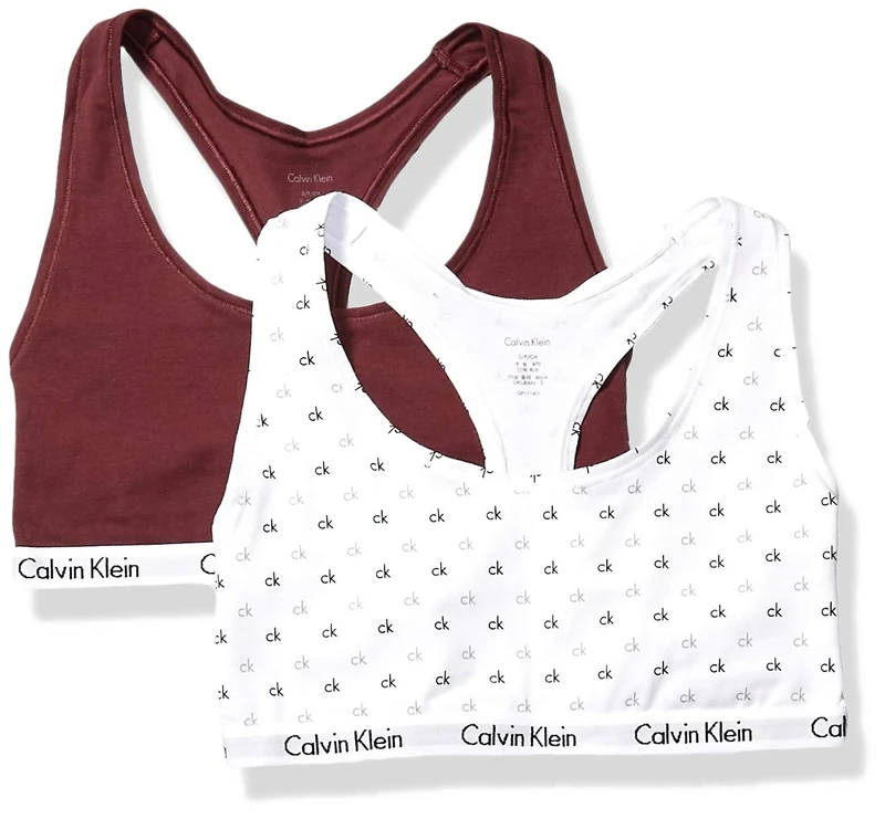 Calvin Klein Women's Carousel Logo Bralette, Maroon/CK, M