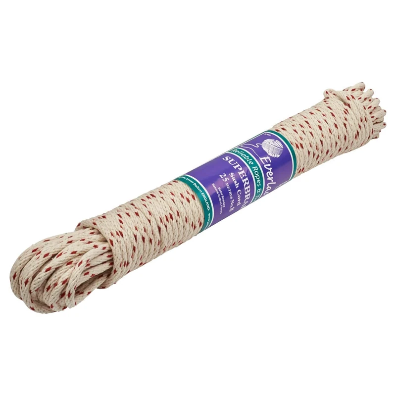 Everlasto Redspot Superbraid Natural Cotton Sash Cord No.8 (6.5mm) x 100M