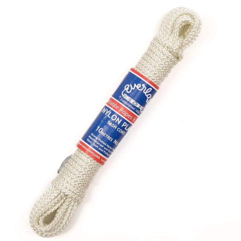 Everlasto Plaited Nylon Sash Cord Pulley Line Rope with Strong Nylon Core No.4 (6.5mm) x 100m