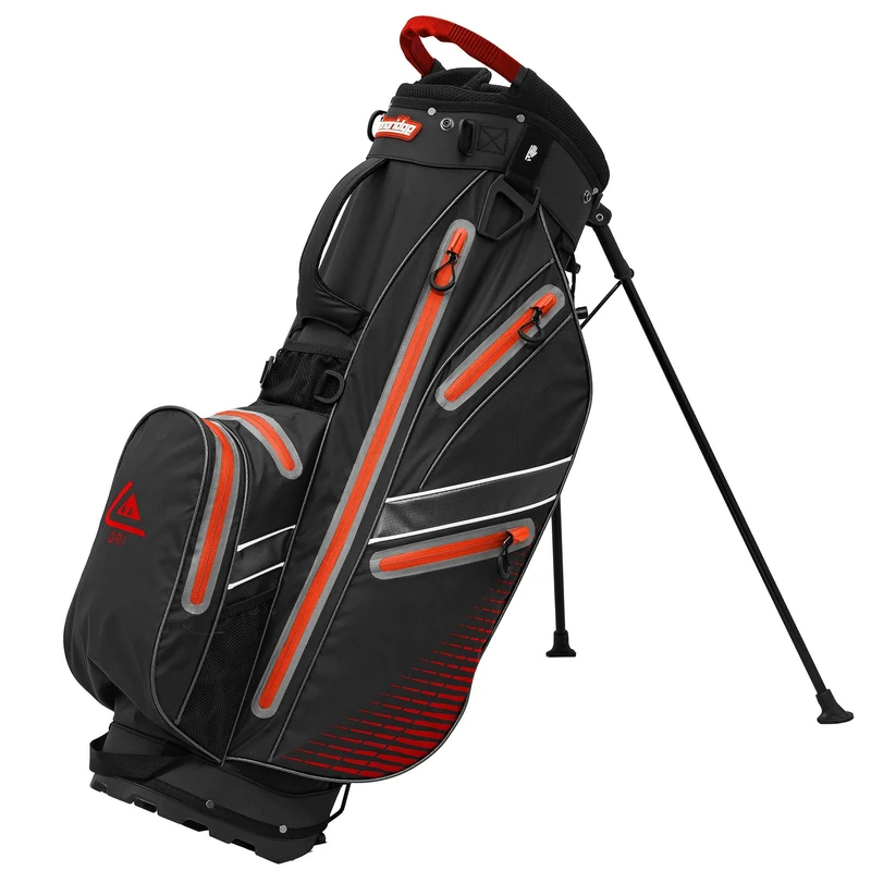Longridge Elements Waterproof Golf Stand Bag with 8-Way Divider, Black/Red