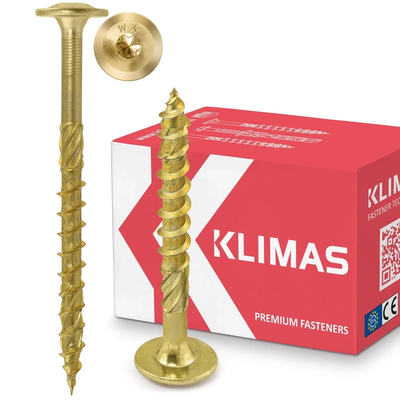 KLIMAS wood screws Torx - pan head screws TX Yellow screws - flat head screws wood - pan head - screws set Torx - wood screws set roof construction screws - 8x220 mm - 50 pieces - Image 1