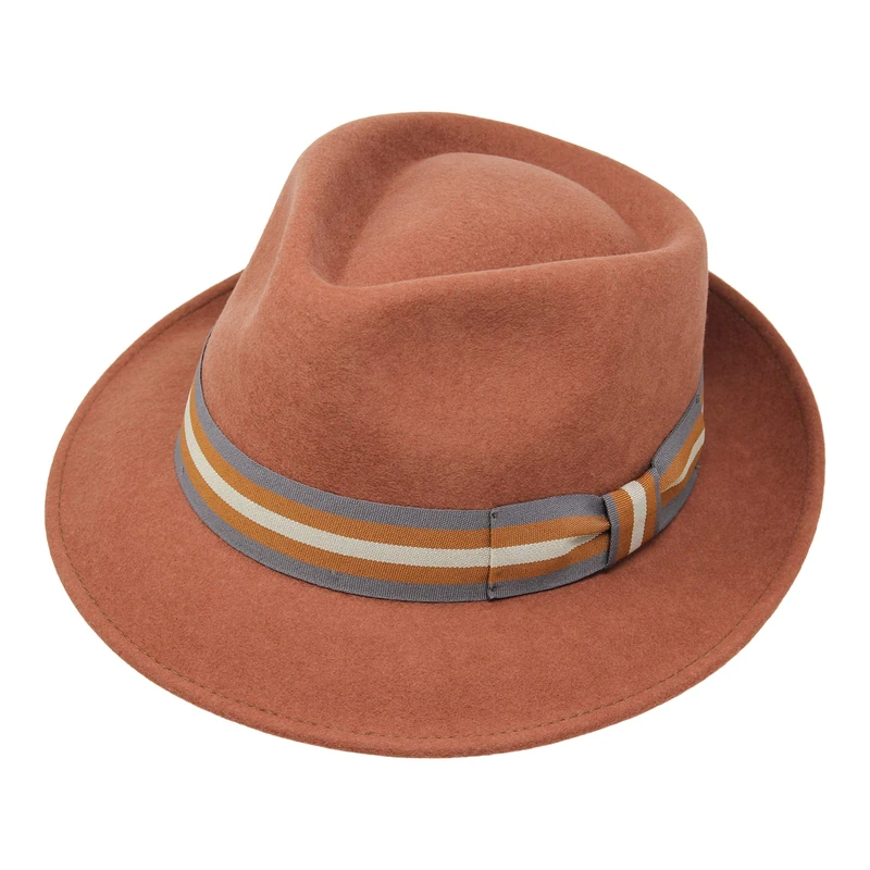 Borges & Scott B&S Doyle - Fedora 100% Wool Felt Hat - Amber - 58cm (M)