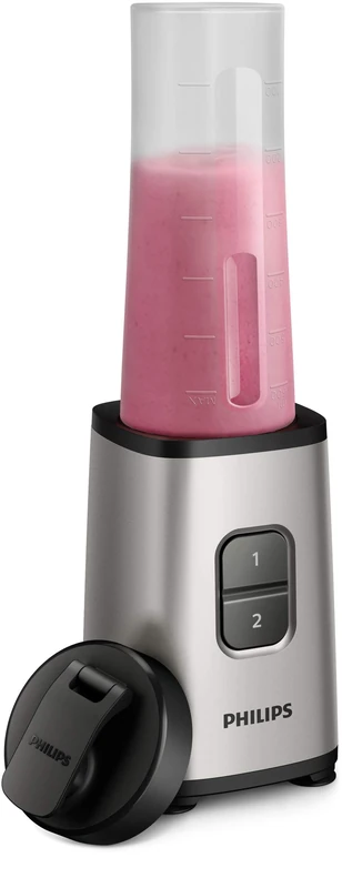 Philips To-Go Mini Blender - 350 W, 28,000 RPM, Capacity 0.7L, Two Speed, Dishwasher Safe, Portable Bottle, Compact Design, Silver (HR2600/80)