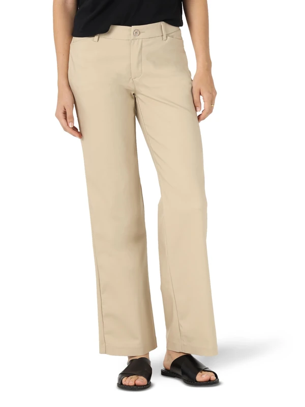 Lee Women's Flex Motion Regular Fit Trouser Pant, Bungalow Khaki, 12 Short
