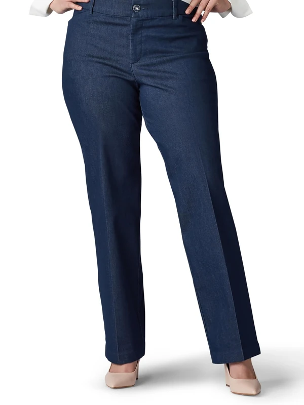 Lee Women's Ultra Lux Comfort with Flex Motion Trouser Pant, Indigo Rinse, 12 Short