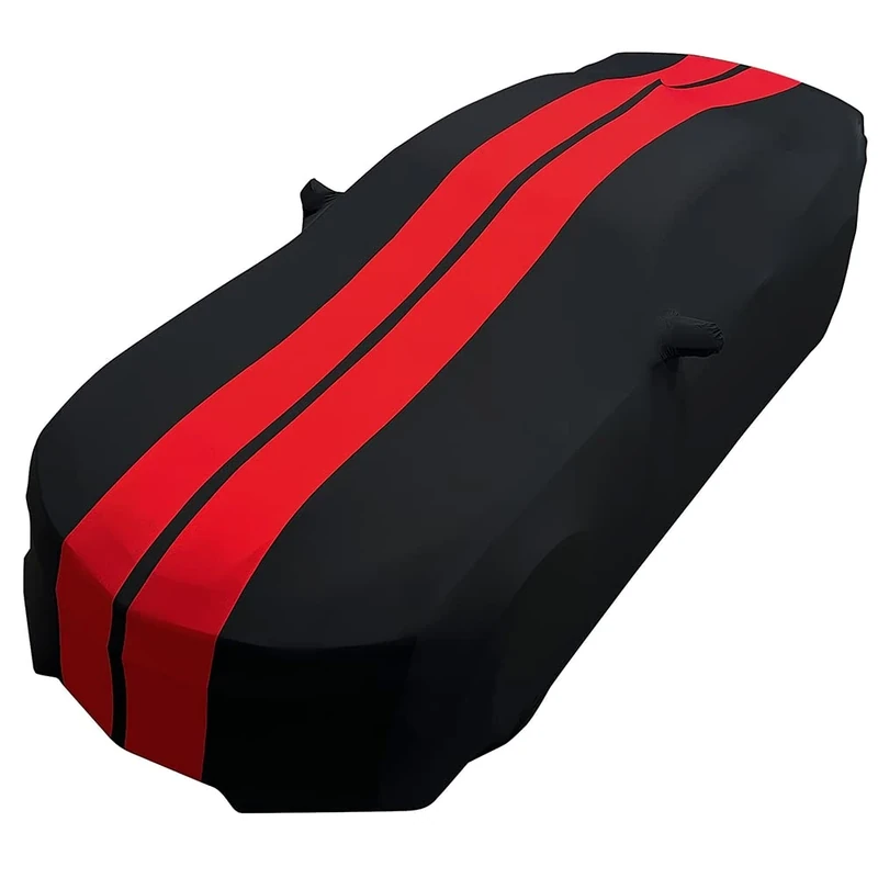 2010-2023 Camaro Ultraguard Sport Series Stretch Satin Indoor Car Cover - The Ultimate Custom FIT : Black with Red Stripes