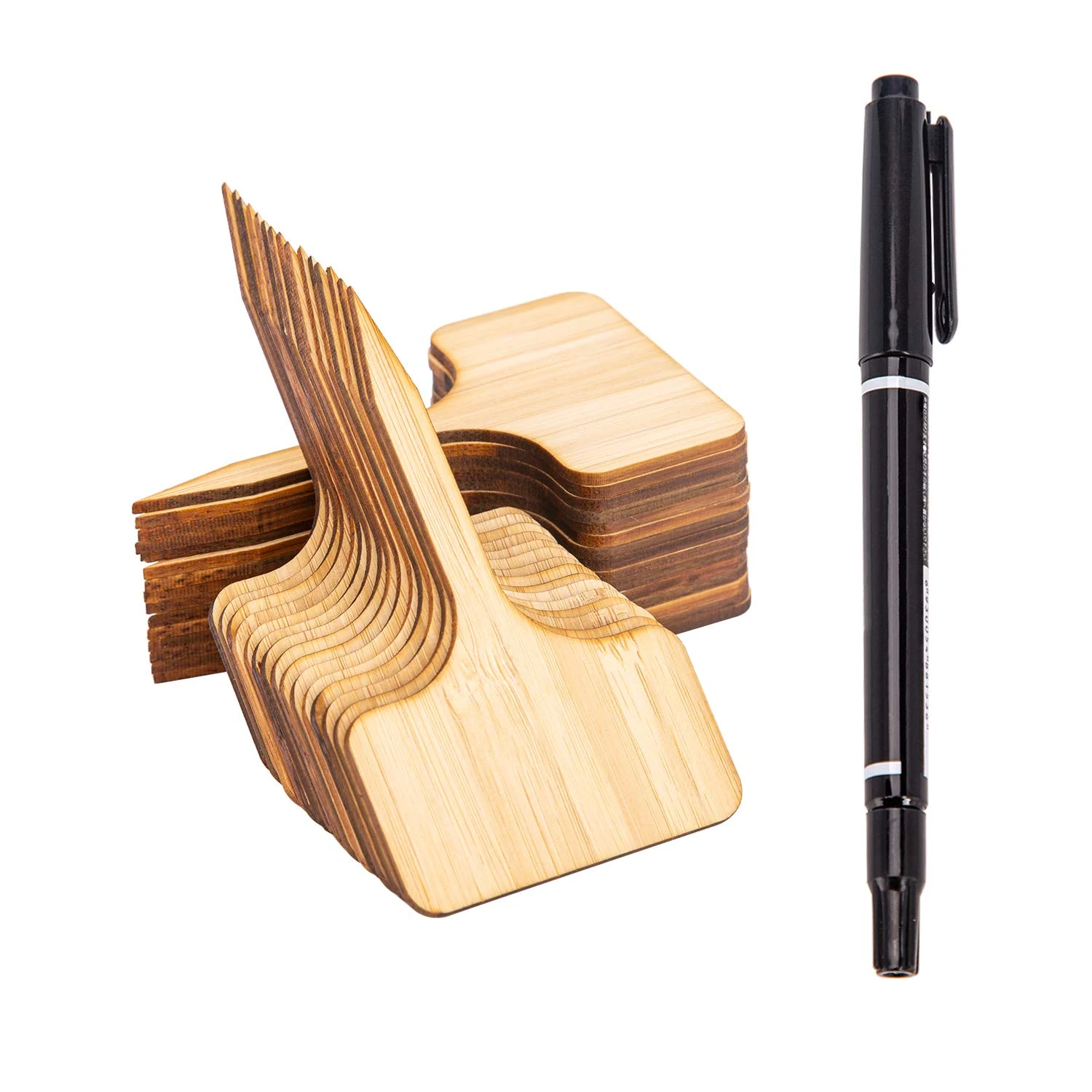 AIEX 30 Pcs Bamboo Plant Labels Wooden Tag T-Type Markers for Garden Potted Plants Greenhouse Accessories – 10 x 6 cm