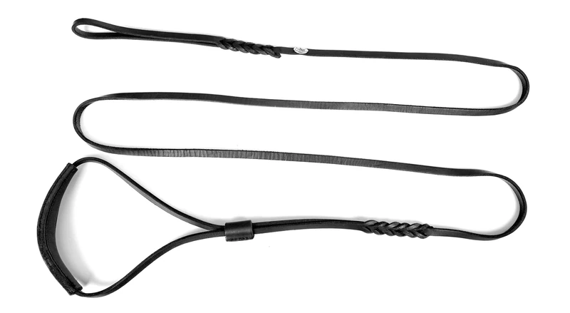 Dingo Soft Leather Show Lead With Braided Handle, Handmade, Dog Exhibition Leash, Black 10783