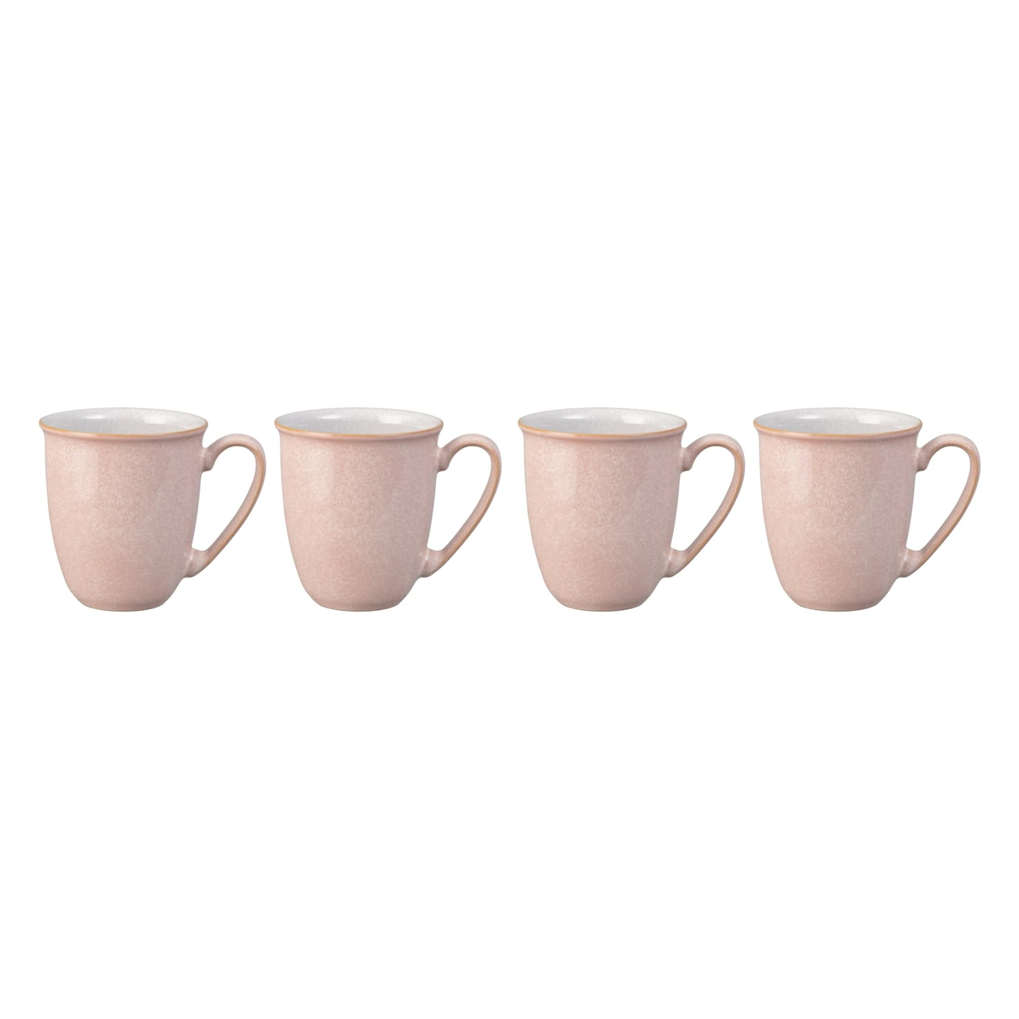 Denby - Elements Sorbet Pink Coffee Mug Set of 4 - 330ml Stoneware Ceramic Tea Mug Set For Home & Office - Dishwasher Safe, Microwave Safe - Pale Pink, White - Chip Resistant
