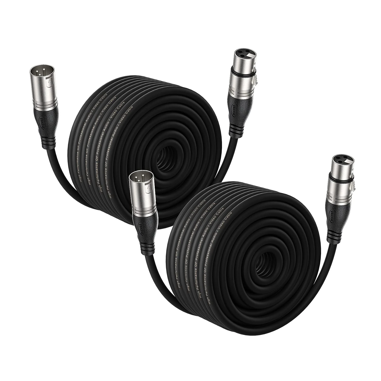 EBXYA XLR Microphone Cable - 30M/100FT 2 Packs - Balanced XLR Male to Female Stage Patch Cable for Microphone Audio Mixer