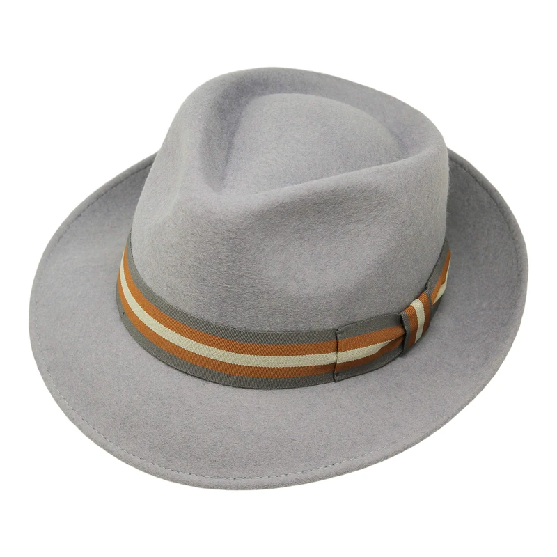 Borges & Scott B&S Doyle - Fedora 100% Wool Felt Hat - Light Grey - 62cm (XL) - Image 1