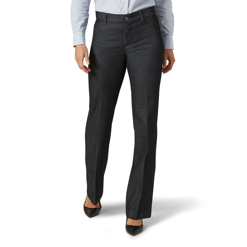 Lee Women's Ultra Lux Comfort with Flex Motion Trouser Pant, Black Rinse, 22 Long