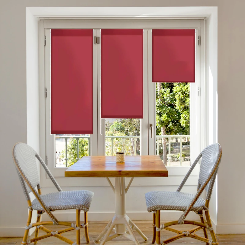 Blindecor Plain - Aure “No Tools Required”. Translucent Roller Blind, burgundy red, 140x180 cm (width x height)