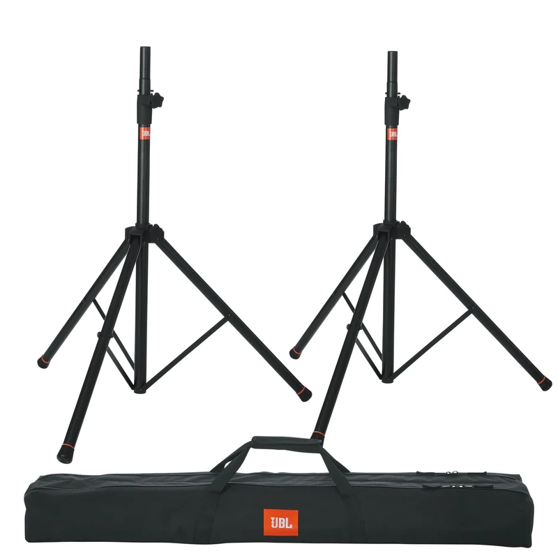 JBL Bags Standard Speaker Stand Set with Adjustable Height and Dual Diameter Pole; Includes (2) Speaker Stands and Carry Bag (JBLSPKSTMASET), Black