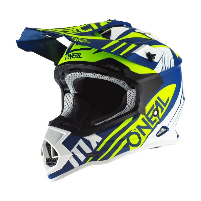 O'NEAL | Motorcycle-Helmet | Motocross Enduro | ABS shell, Ventilation openings for optimum cooling, Security Standards ECE 22.05 | 2SRS Helmet Spyde 2.0 | Adult | Blue White Neon-Yellow | Size M