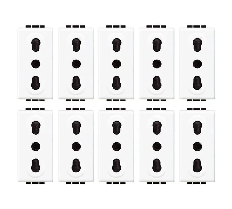 BTicino ASTN4180 Kit10pcs LL - pr 2P+T 10/16A 250Vac Beep, White, Pack of 10