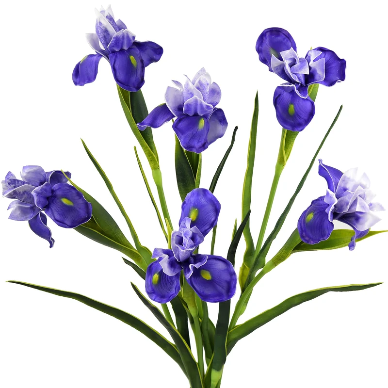 FiveSeasonStuff Iris Flower | Flowers Artificial for Decoration | Wedding Bridal Home Kitchen Party Décor | 6 Real Touch Long Stems (23.6'') | Real Looking Flower Arrangements | Violet Purple