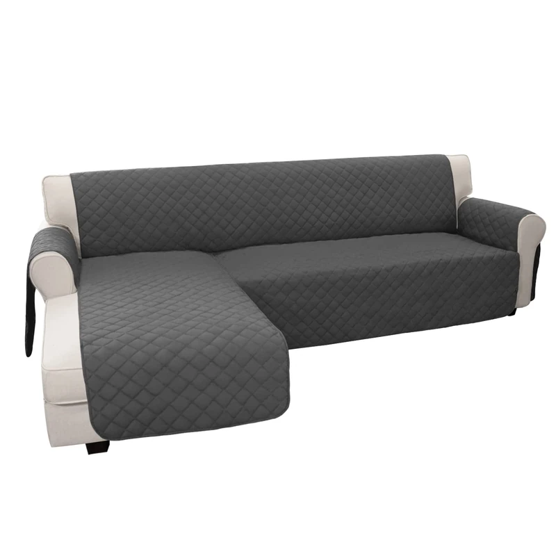 Easy-Going Sectional Couch Covers for Dogs L Shape Sofa Cover Reversible Sofa Slipcover Chaise Lounge Cover Furniture Protector Cover for Pets Dog Cat (Small, Dark Gray/Dark Gray) - Image 1