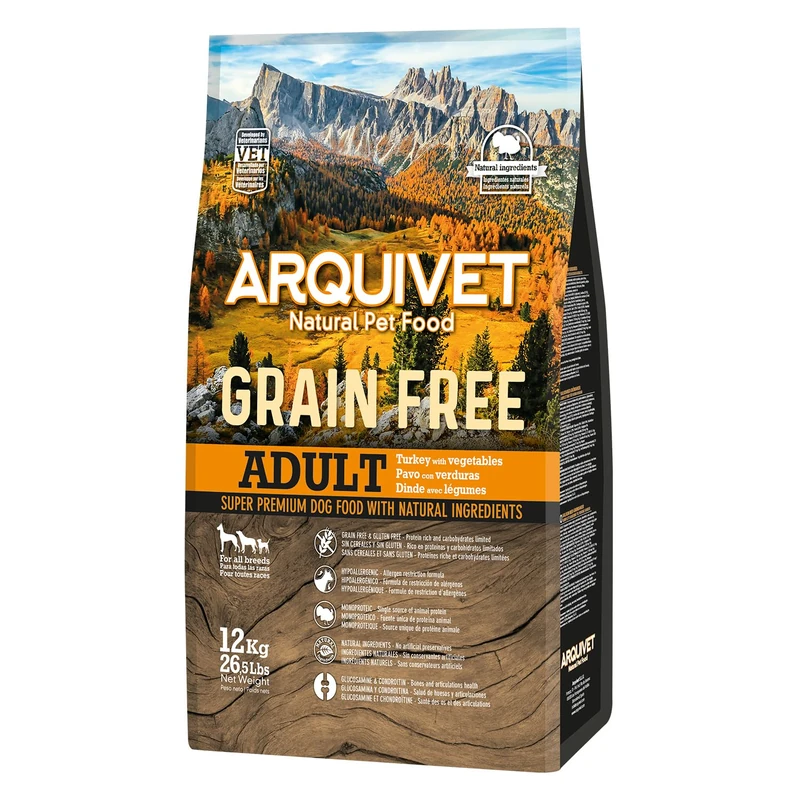 Arquivet Grain Free Turkey Dog Food, 12 kg (Pack of 1)