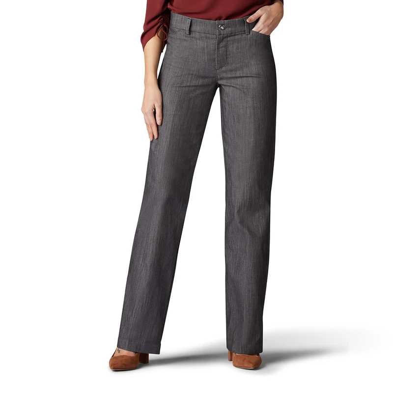 Lee Women's Flex Motion Regular Fit Trouser Pant, Carbon Rinse, 18 Short - Image 1