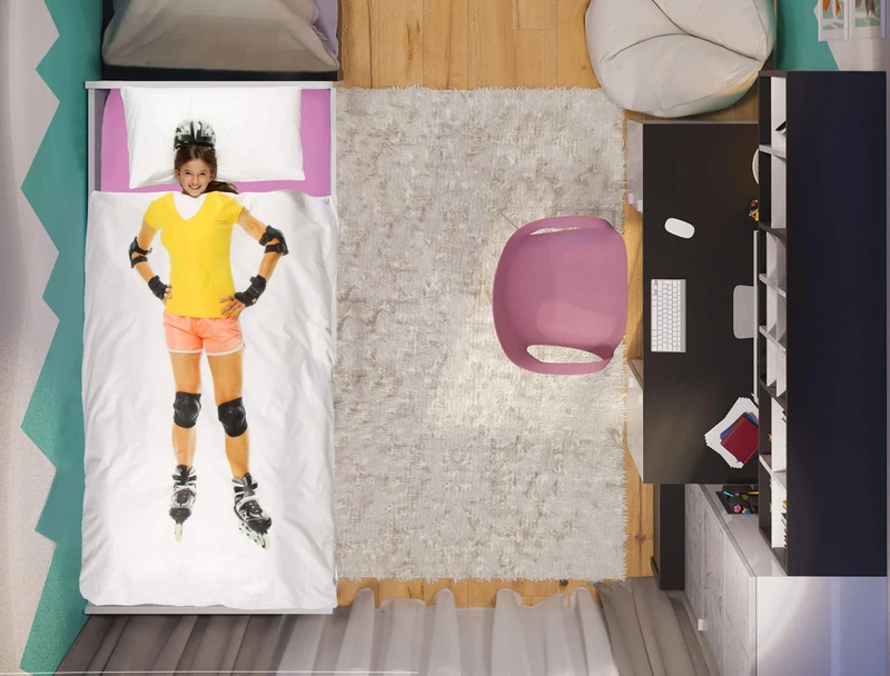 Italian Bed Linen “Kids” Duvet Cover Set, ROLLER 25, Single, Cotton