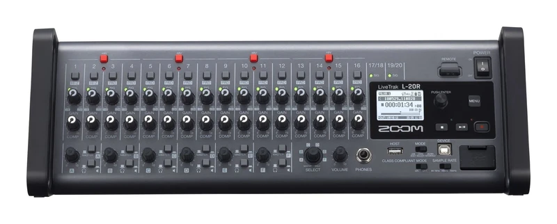 ZOOM LiveTrak L-20R rack-mountable digital mixer & recorder, 20-track recorder and multi-channel audio interface for live recording, stage & studio, UK-Version