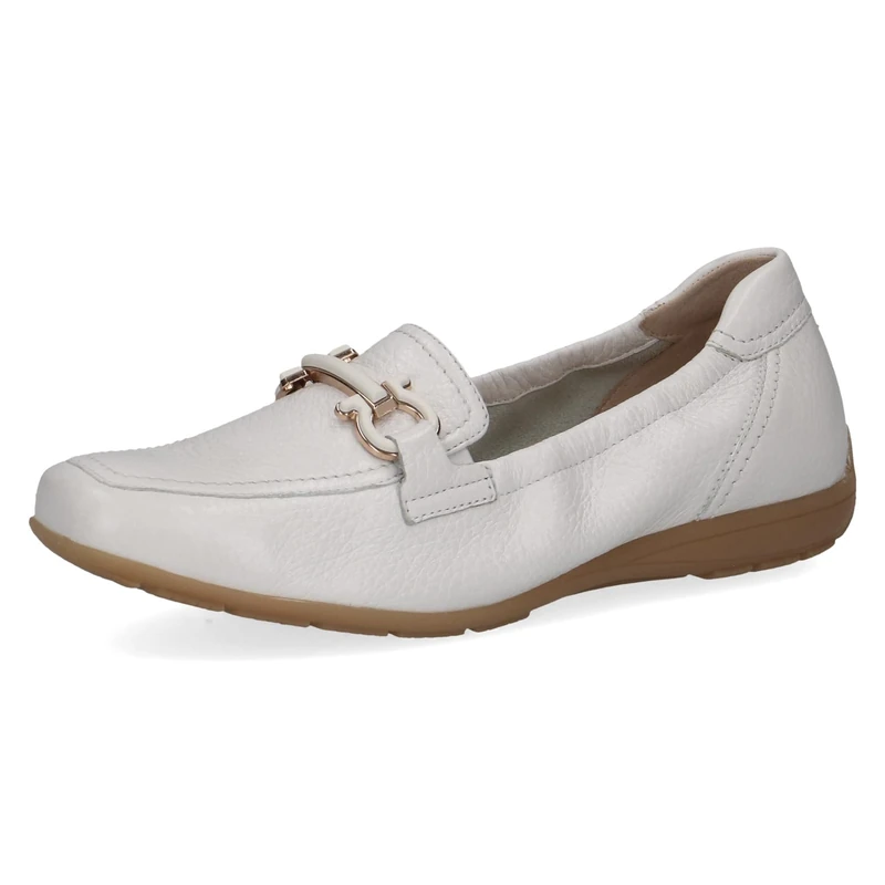 CAPRICE Women's Leather Loafers with Buckle, White (White Deer), 6 UK