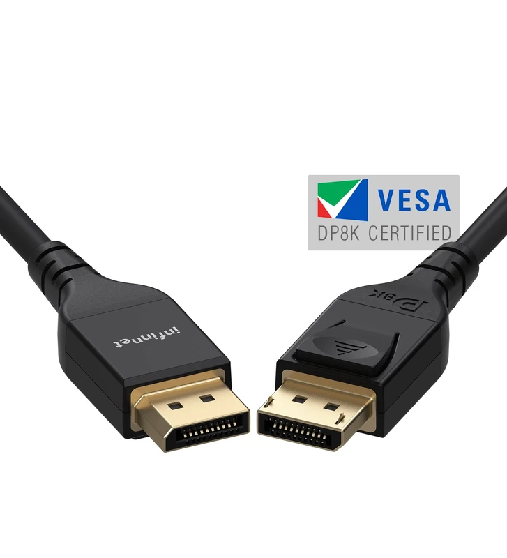 Cable DP 1.4 HBR3 Cord, HDR, VESA Certified, 2 Meters (6.5 ft) Black