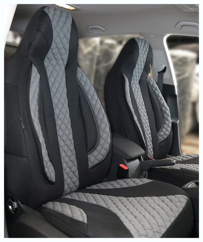 BREMER SITZBEZÜGE Custom Seat Covers Compatible with Land Rover Discovery Sport 5 Driver & Passenger from 2017 PL401 Black/Grey