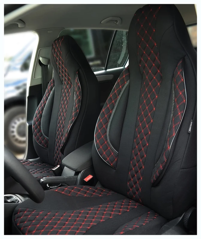BREMER SITZBEZÜGE Custom Seat Covers Compatible with Mercedes Vito W447 Driver & Passenger PL402 Black/Red Stitching