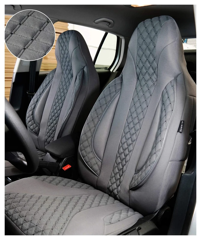BREMER SITZBEZÜGE Seat Covers Compatible with Mercedes C-Class W205 Driver & Passenger PL409 Grey
