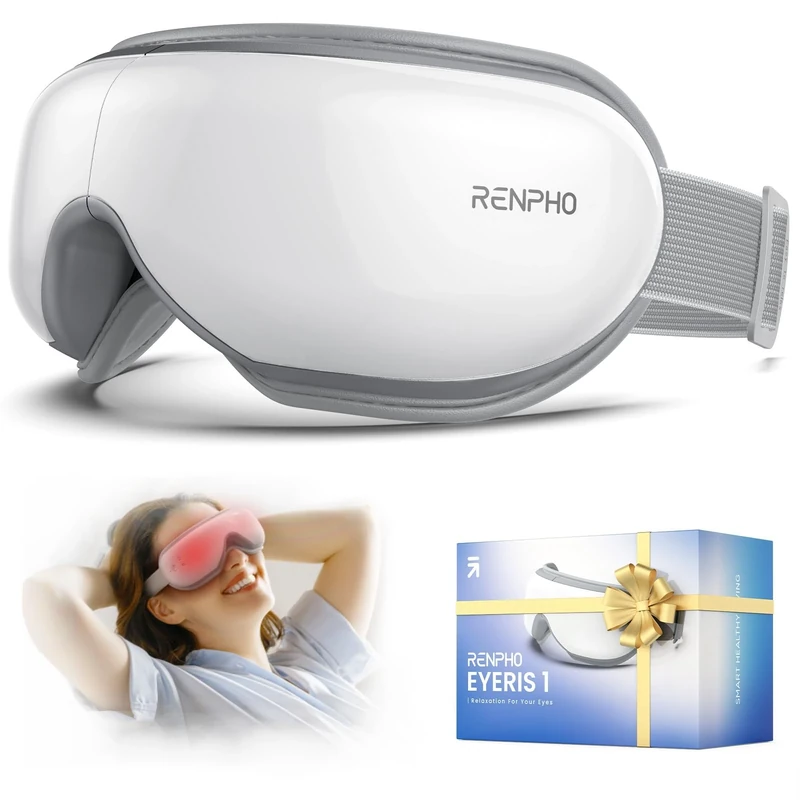 RENPHO Valentines Gifts for Her Him, Eyeris 1 Eye Massager with Heat & Bluetooth Music, Heated Eye Mask for Sleeping, Relieve Strain Dry Eyes, Face Massager
