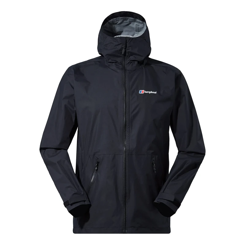 Berghaus Deluge Pro Waterproof Shell Jacket | Adjustable | Durable Coat | Rain Protection Jacket, Black/Black, 2XL