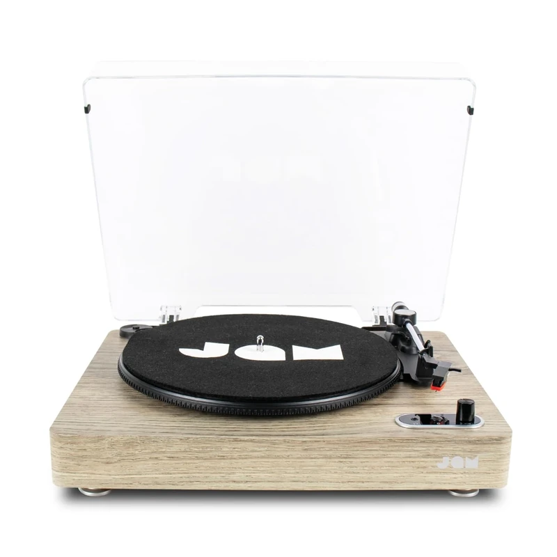 JAM Sound Stream Turntable, Portable Wireless Vinyl Record Player, Bluetooth, USB Connection, RCA Output, Aux-In, 3 Speed RPM, Dust Cover - Woodgrain