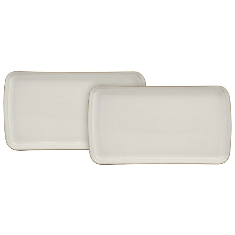 Denby 375048880 Natural Canvas 2 Piece Small Rectangular Platter Set, Cream