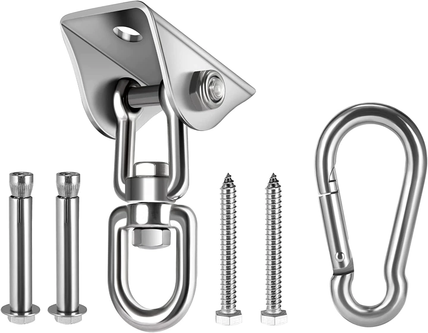 HOMPER Heavy Duty Swing Hangers 450KG Capacity 304 Stainless Steel 360° Rotate Hammock Chair Hanging Kit Suspension Hooks with Bolt for Concrete Wooden Sets Yoga Hammock Chair Sandbag Swing Sets