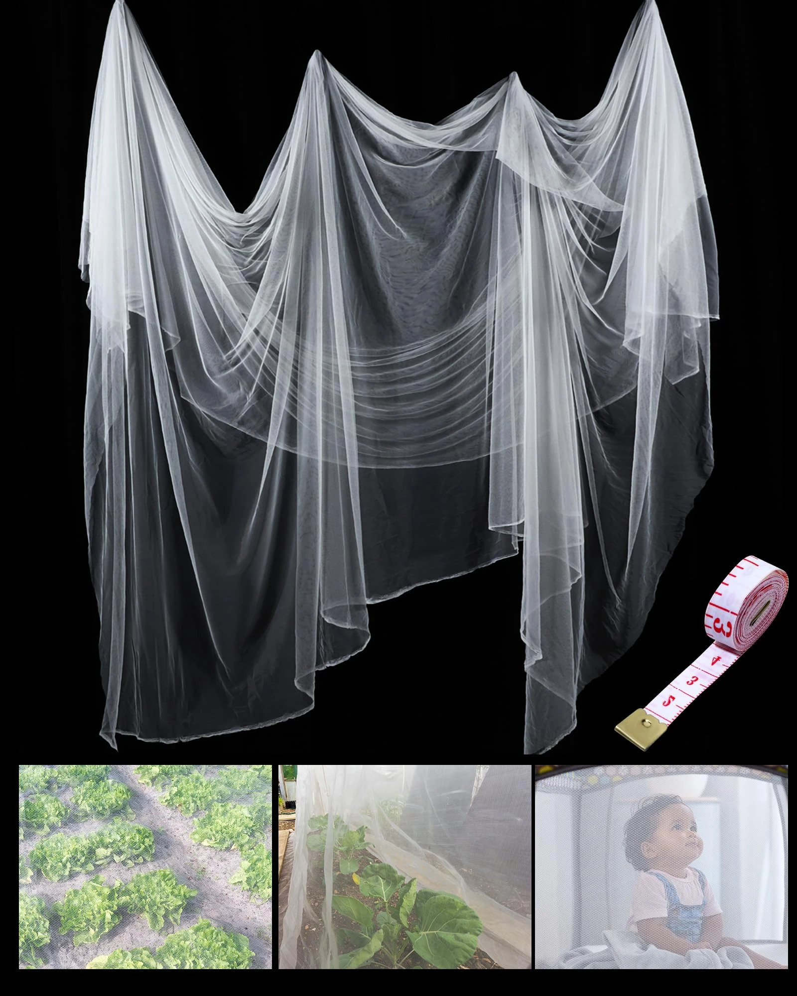 Zonon Insect Netting Garden Mesh Netting Fly Bird Net Barrier Hunting Blind Plant Protecting(White, 5.25 x 19.69 ft)