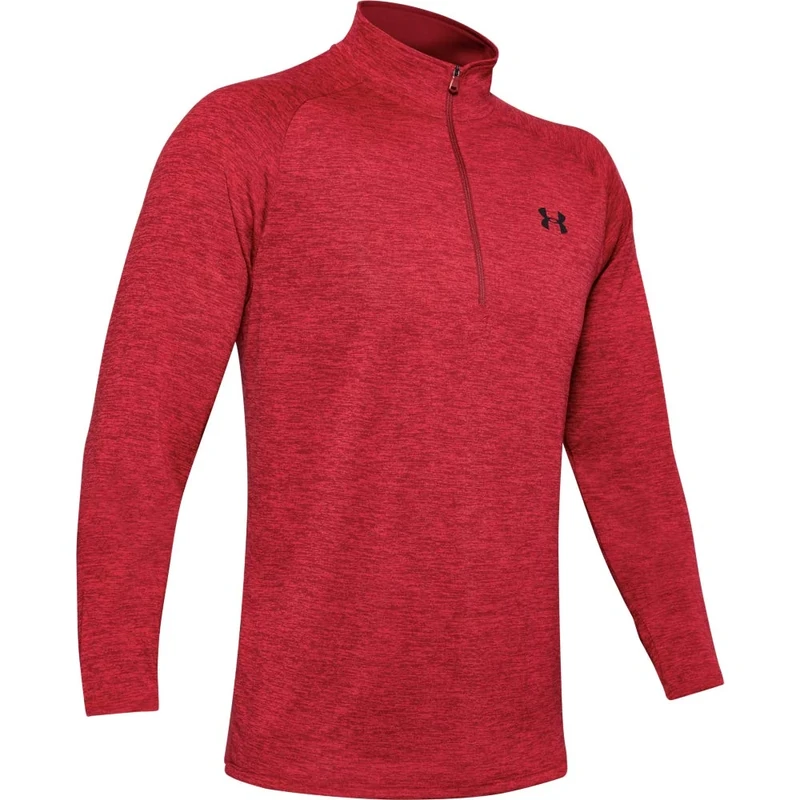 Under Armour Men's Tech 2.0 1/2 Zip Versatile Warm Up Light and Breathable Zip Up Top for Working Out, Red (Cordova 615/Black), L