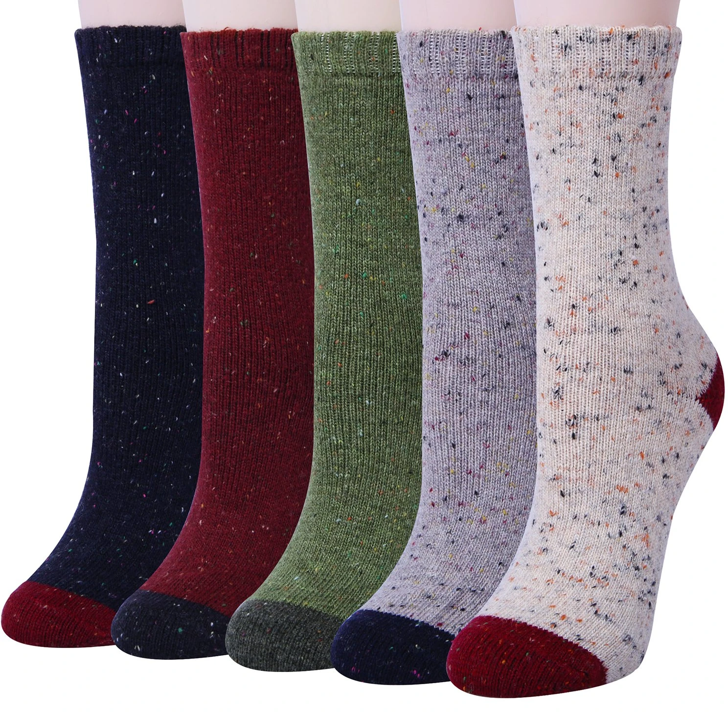 YSense Snug 5 Pairs Womens Socks Wool Thermal Warm Knitting Ladies Socks for Winter