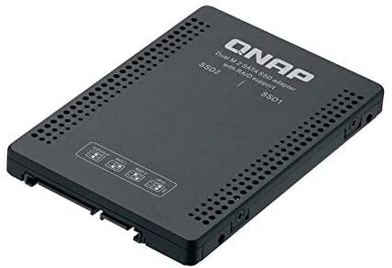 Qnap Systems 6.35 cm 2.5 Inch SATA to Dual M.2 2280 SATA Drive Adapter Hardware RAID 0/1 JBOD Individual Disk Modes, QDA-A2MAR