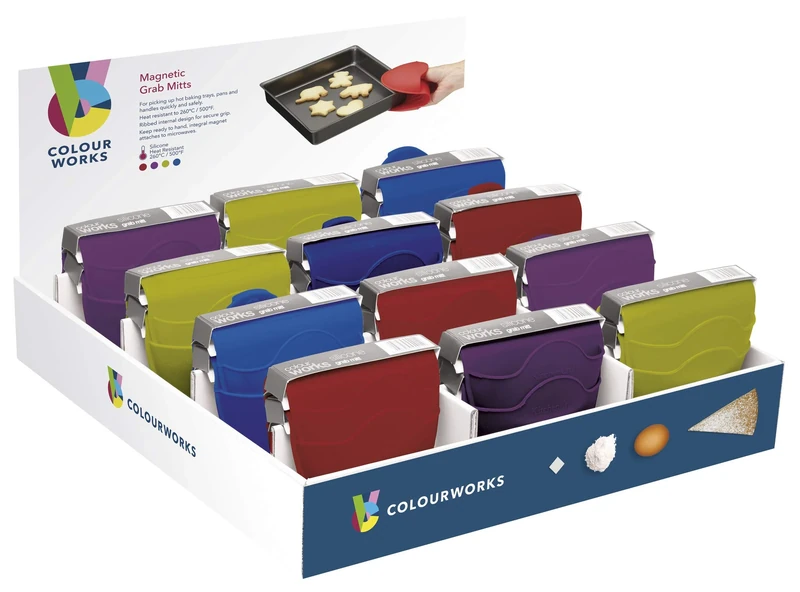 Colourworks Mini Silicone Oven Gloves, Assorted Colours, Display of 24