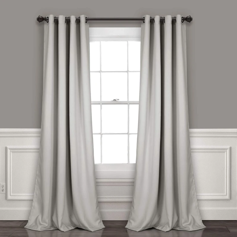 Lush Decor, Light Gray Curtains-Grommet Panel with with Insulated Blackout Lining, Room Darkening Window Set (Pair), 120" L