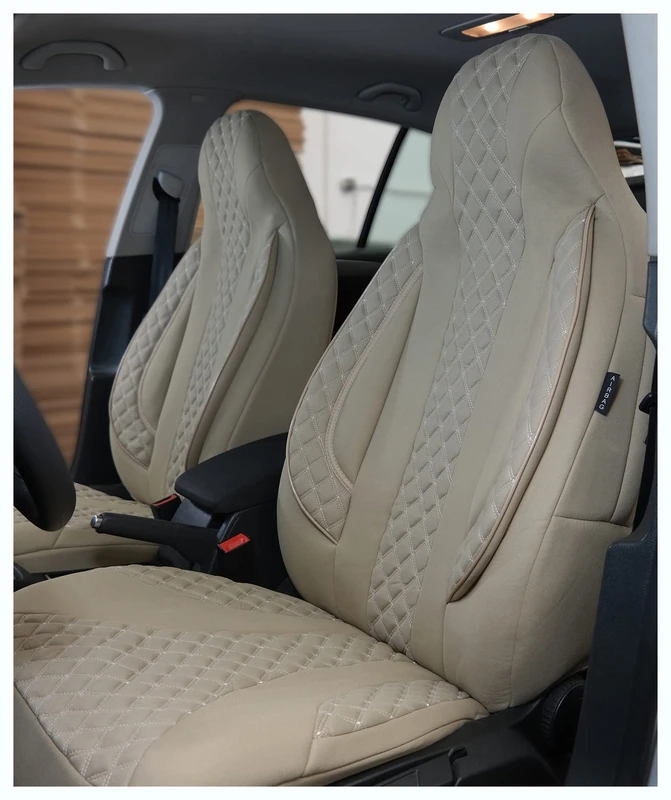 BREMER SITZBEZÜGE Custom Seat Covers Compatible with Ford Fiesta 5 Driver & Passenger from 2001-2008 PL405 Beige - Image 1