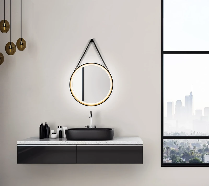 Talos Golden Summer Designer Mirror Diameter 55 cm Solid Alumium Frame LED Lighting Light Colour Neutral White