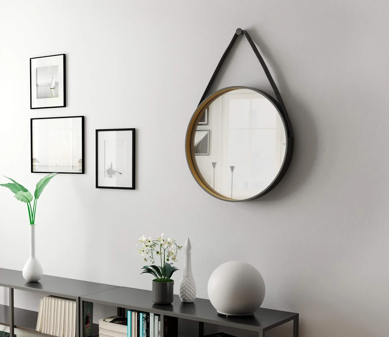Talos Golden Style Designer Mirror Diameter 55 cm and Solid Aluminium Frame