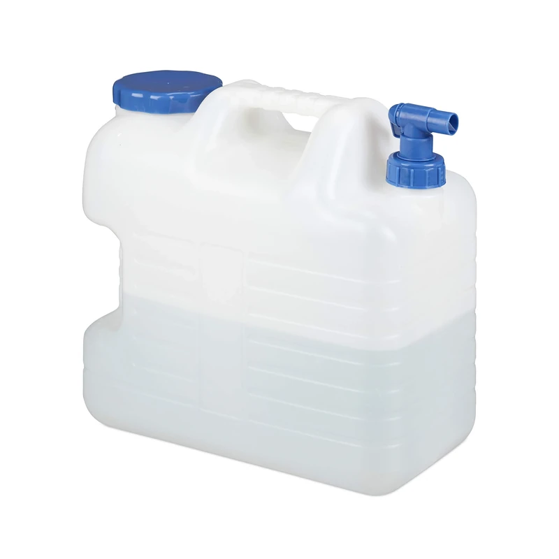 Relaxdays Water Canister, Drain Off Cock, Screw Cap, BPA-Free, Camping, Car, 20 L, White