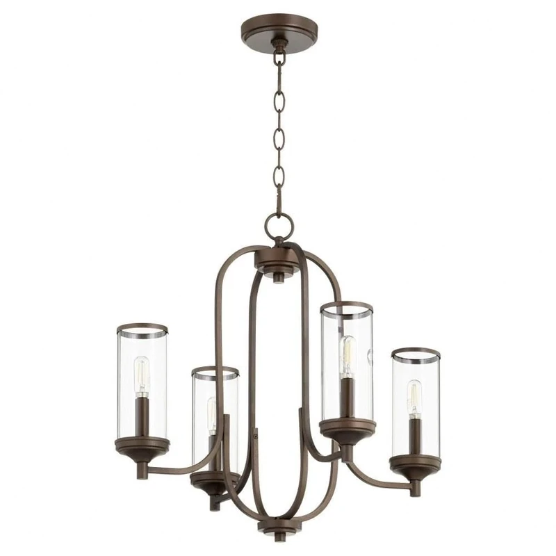 Quorum 6044-4-86 Transitional Four Light Chandelier from Collins Collection in Bronze/Dark Finish,